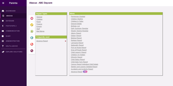 Select Absence Report